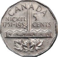 Canadian $0.05 | 1951 (1751-) | Discovery of Nickel